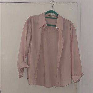 Sheer Pink Button-Up Blouse